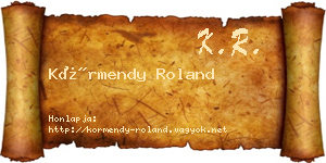 Körmendy Roland névjegykártya